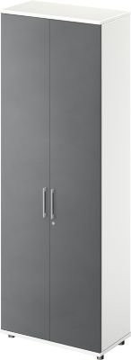 Schäfer Shop Genius TETRIS WOOD Flügeltürenschrank mit 6 Fachböden, Farbe weiß/graphit, Breite: 80 cm - Bild 1