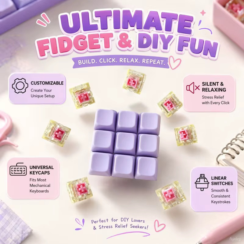 XDA Mechanischer Tastaturknopf in Pink als Stressabbau-Taste und Schalterzubehör - Bild 1