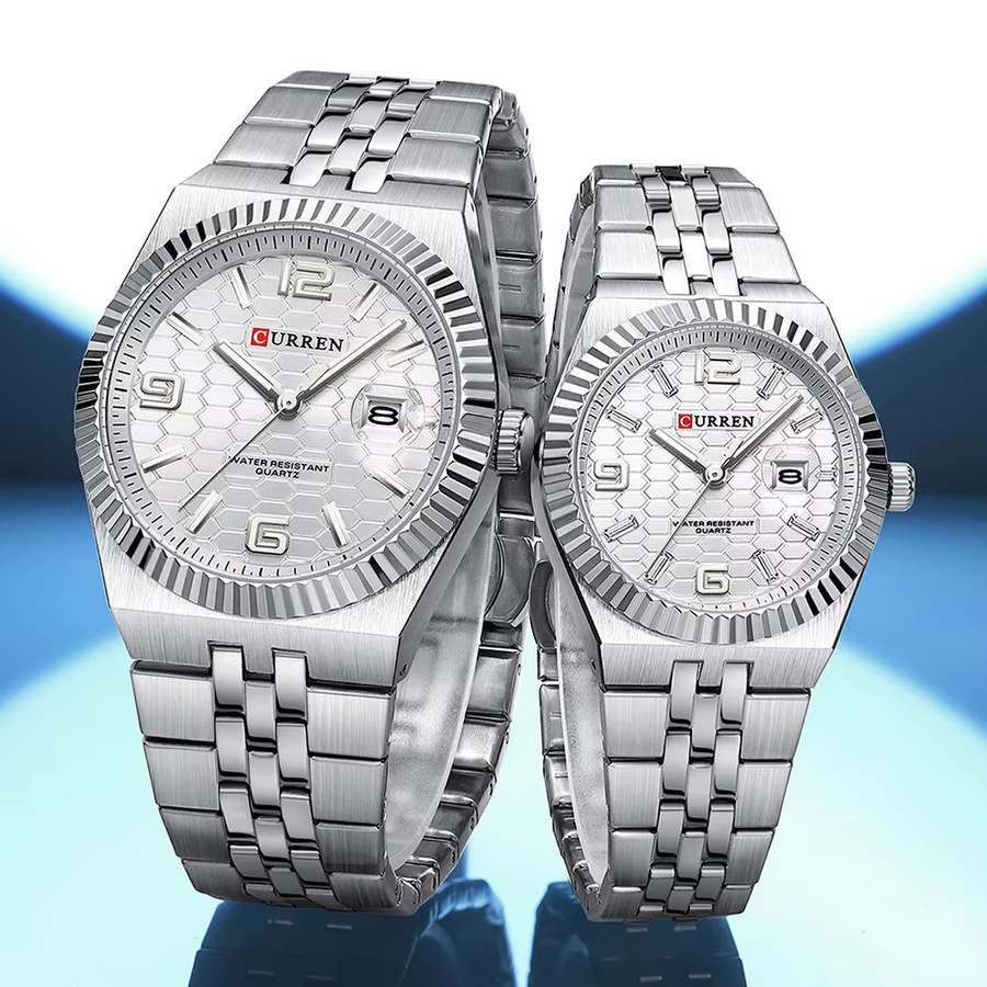 CURREN Armbanduhr Edelstahl, Analoguhr, Silber, Unisex, Datum, Leuchtzeiger - Bild 2