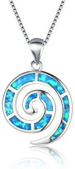 YIRAN Halskette, Schnecke, Blaues Imitat Opal, Silber, 50cm, Damen - Bild 1