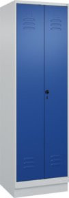 C+P Spind Classic PLUS mit Sockel, 2 Abteile, Front RAL 5010 Enzianblau und Schwarz-Weiß-Korpus, Sicherheits-Drehriegel, H x B x T: 195 x 60 x 50 cm - Bild 1