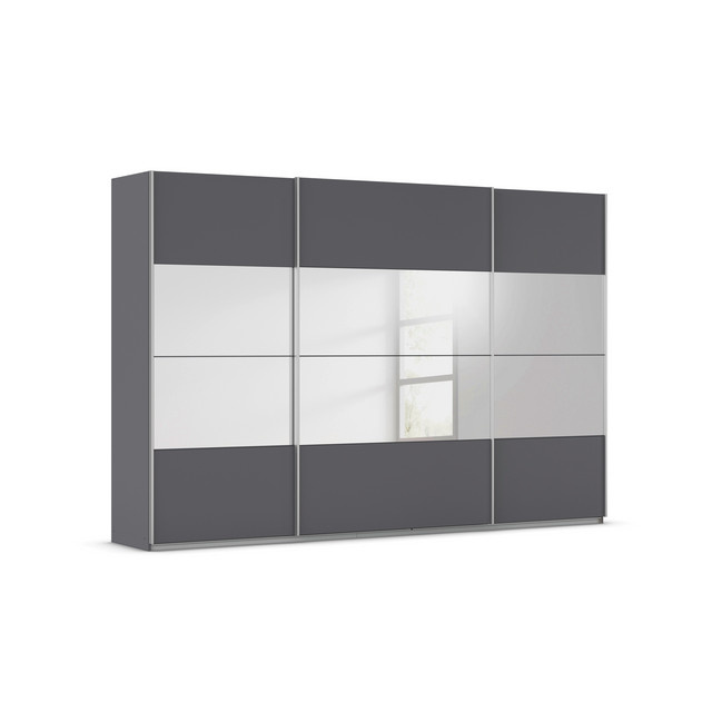 RAUCH Quadra Schwebetürenschrank mit Spiegelelementen, Farbe: Grau, B/H: 315 x 210 cm - Bild 1
