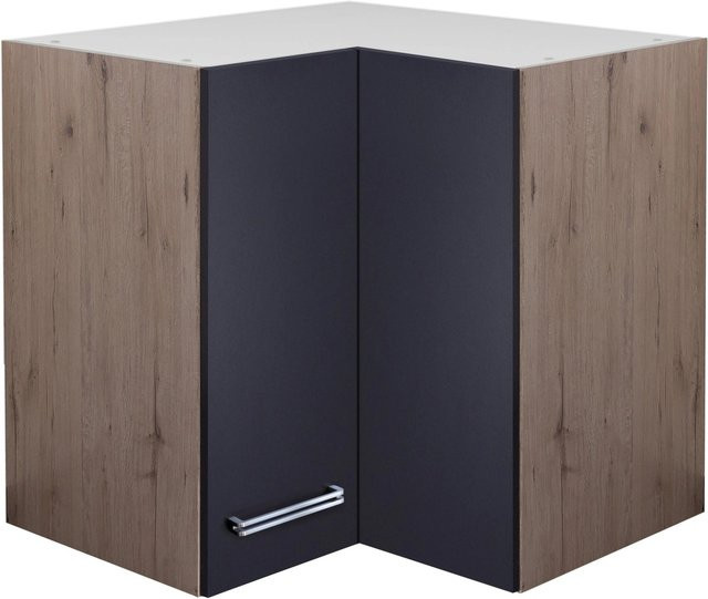 Flex-Well Küchen-Eck-Hängeschrank in Anthrazit und Eiche hell Nachbildung, B/T/H: 60 x 60 x 32 cm - Bild 1