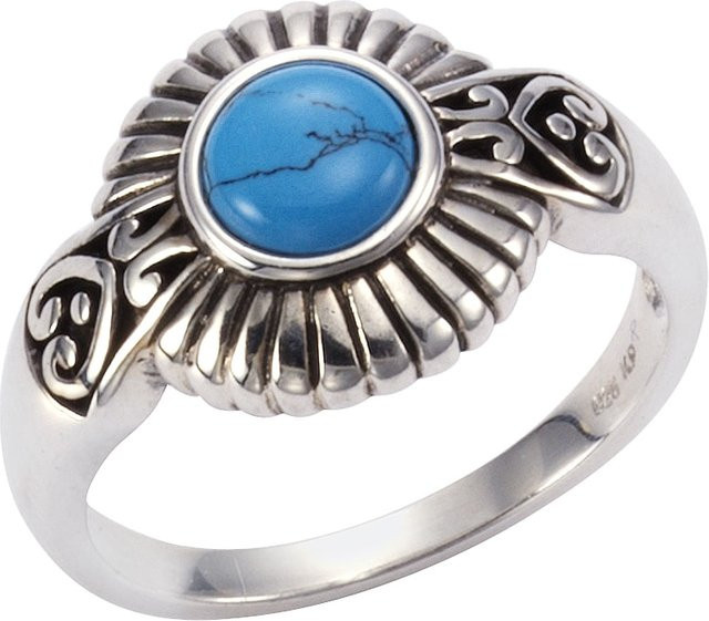 Zeeme Gemstones Ring 925 Silber, oxidiert, Türkis, Damen, 6mm - Bild 1
