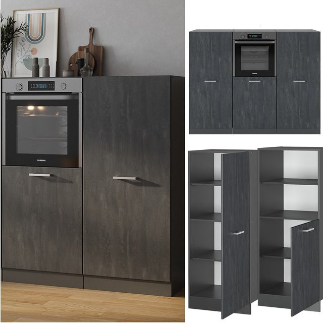 Vicco Küchenblock R-Line in Schwarz und Anthrazit mit Breite: 180 cm ohne Arbeitsplatte - Bild 1