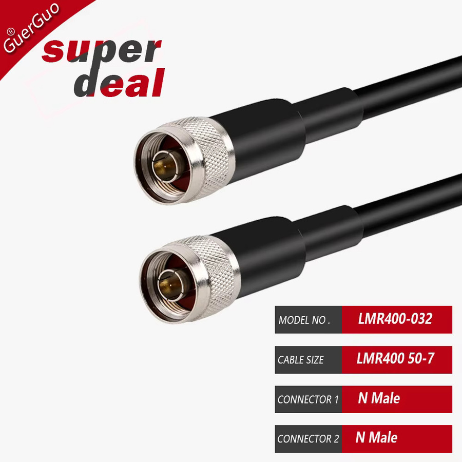 GuerGuo HF-Koaxial Verlängerungsbrücke N-Stecker auf N-Stecker Buchse LMR400 50 Ohm Schwarz - Bild 2