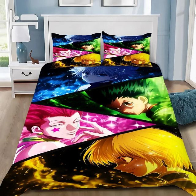 Hunter x Hunter Anime Bettwäscheset mit Bettbezug und Kissenbezug, Mehrfarbig, Binchi Fitness - Bild 1
