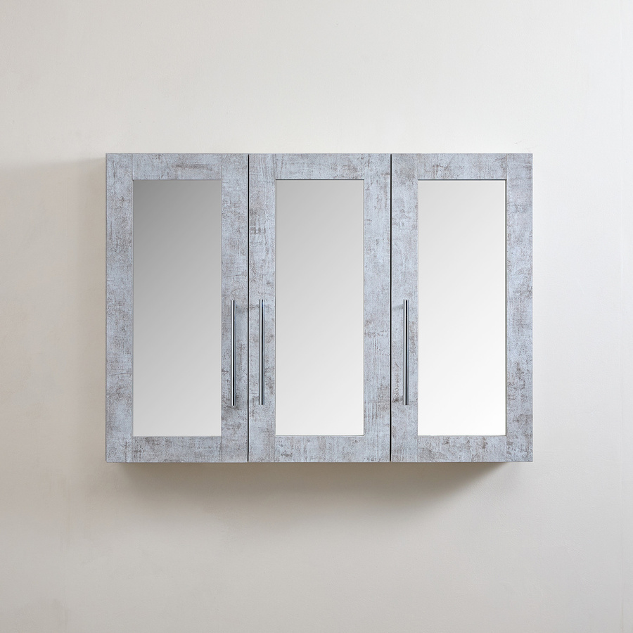Spiegelschrank Cluo in Steingrau mit Chromgriffen und Soft-Close-Funktion, B/H: 90 x 65 cm - Bild 1