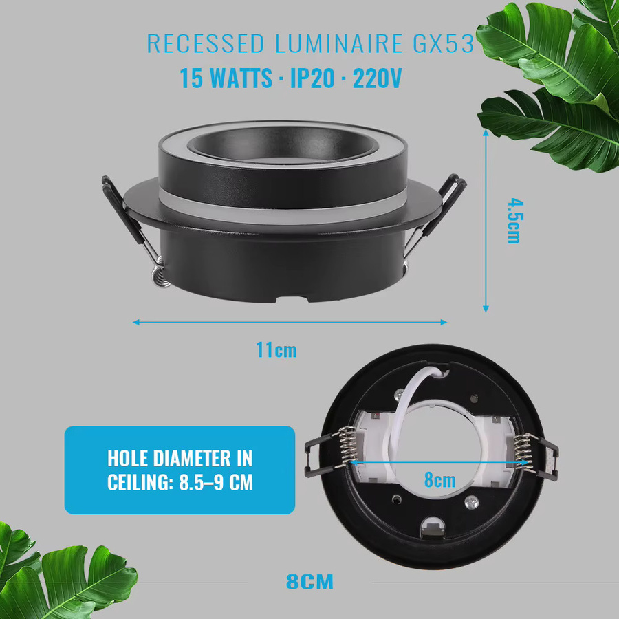 DIBILUN LED Einbau Downlight GX53 mit 3-Farbwechsel, runde Deckenleuchte für Wohnzimmer, Küche, Schlafzimmer und Flur, 220 V, Schwarz oder Weiß - Bild 3