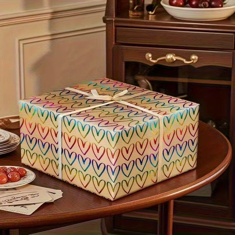 Goldblatt-Herz Geschenkpapier in Gold und Multicolour für Geburtstage und Partys, Breite: 43 cm, Länge: 300 cm - Bild 2