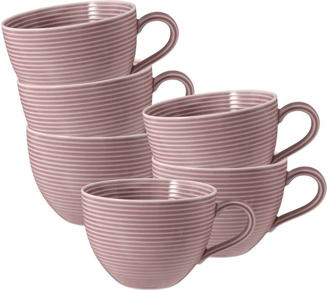 Seltmann Weiden Milchkaffeetassen Beat Color Glaze Pink aus Porzellan 6er Set mit 0,35 l pro Tasse - Bild 1
