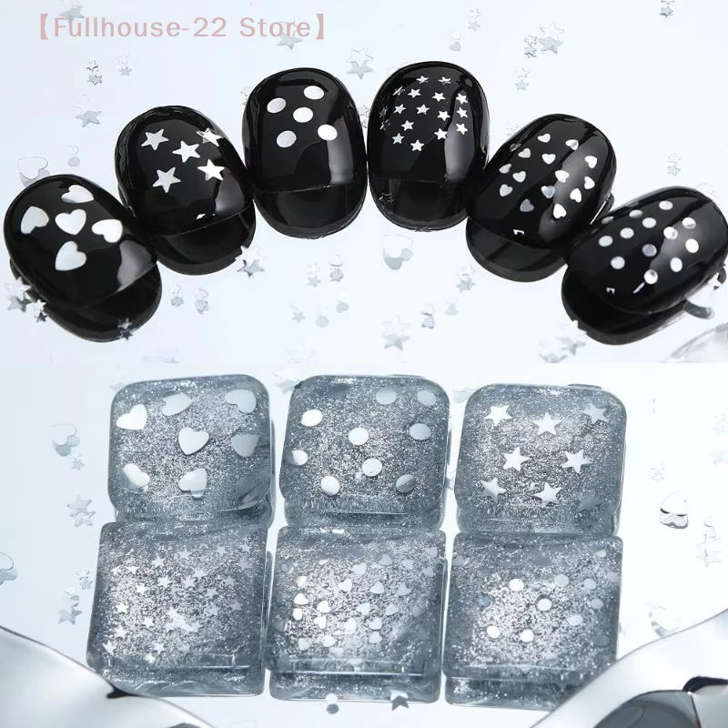 Heabety Nageldekoration, Silber-Glitzer, Liebessterne, 3D-Nagelschmuck - Bild 2