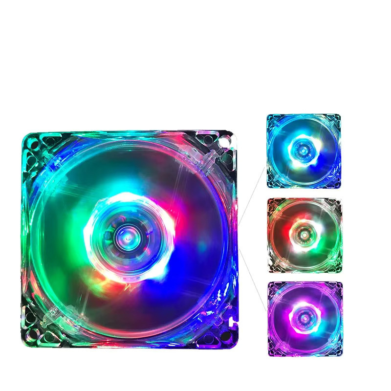 OUYUANSU 12 V PC-Gehäuselüfter mit 80 mm Multicolour LED-Beleuchtung zur Computergehäuse-Kühlung - Bild 4