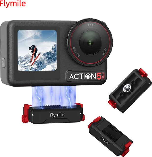 Flymile Magnetischer Schnellwechseladapter für DJI OSMO Action 5 Pro, 4 und 3 Kamera mit 1/4 Zoll Schraubenloch-Basis, Schwarz - Bild 1