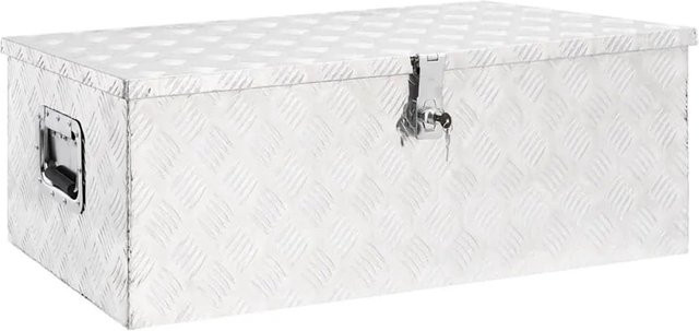 DELUKE Aluminiumbox mit Deckel und Schloss, abschließbare Alubox als Deichselbox oder Werkzeugkiste, Silber, B/T/H: 90 x 47 x 33,5 cm - Bild 1