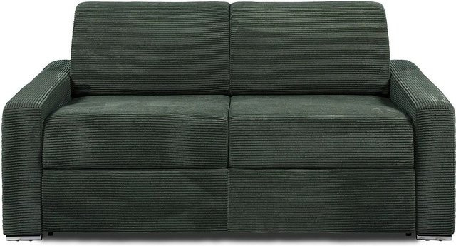 Vente-unique Schlafsofa Calito in Tannengrün mit Cord-Bezug und modernem Design, Breite: 194 cm - Bild 1