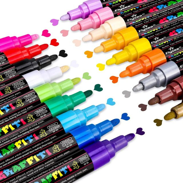 Kolorowys Acryl-Graffiti-Stifte mit 12 Farben, permanente Marker mit ultrafeiner 0,7 mm Spitze für Profis und Künstler, Multicolor - Bild 1