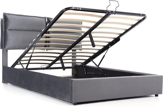 okwish Polsterbett mit hydraulischem Stauraum und Matratze in Grau, B/T/H: 140 x 200 x 113 cm - Bild 1