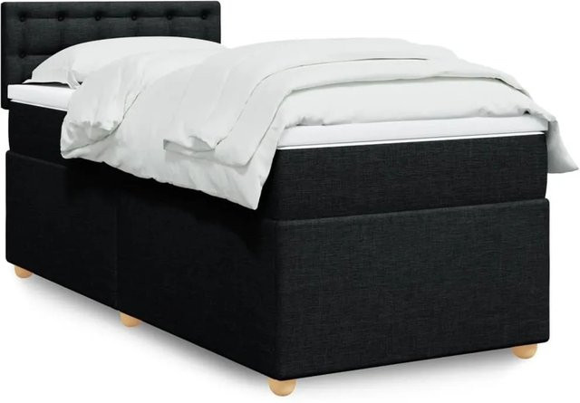 vidaXL Boxspringbett mit Matratze Schwarz B/T: 100 x 200 cm, Hybrid-Design mit USB-Ladeport und Unterbettbeleuchtung - Bild 1