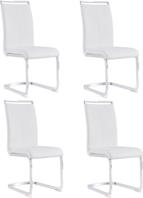 4er Set Schwingstühle Aosom in Weiß mit Kunstleder und verchromtem Metallgestell, B/T/H: 42 x 54 x 100 cm - Bild 1
