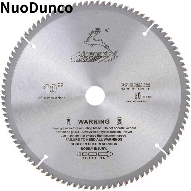 NuoDunco 10 Zoll Hartmetall-Sägeblatt mit 40 bis 120 Zähnen, silberne runde Trennscheibe für Holz und Faserplatten, Durchmesser: 25,4 cm - Bild 1