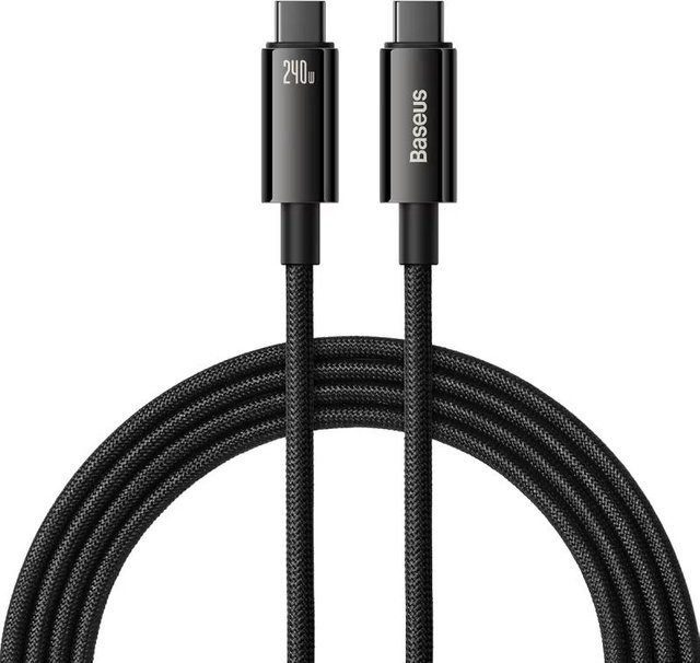 Baseus Wolframgold-Serie USB-C auf USB-C Schnelllade-Datenkabel 240W, Schwarz, 2m - Bild 1