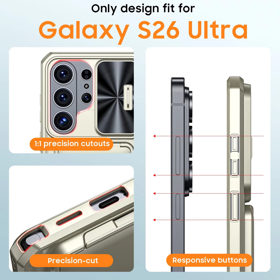 BANGZAO Stoßfeste Handyhülle für Samsung Galaxy S26 Ultra mit Kamerahalter in Titan und Blau - Bild 2