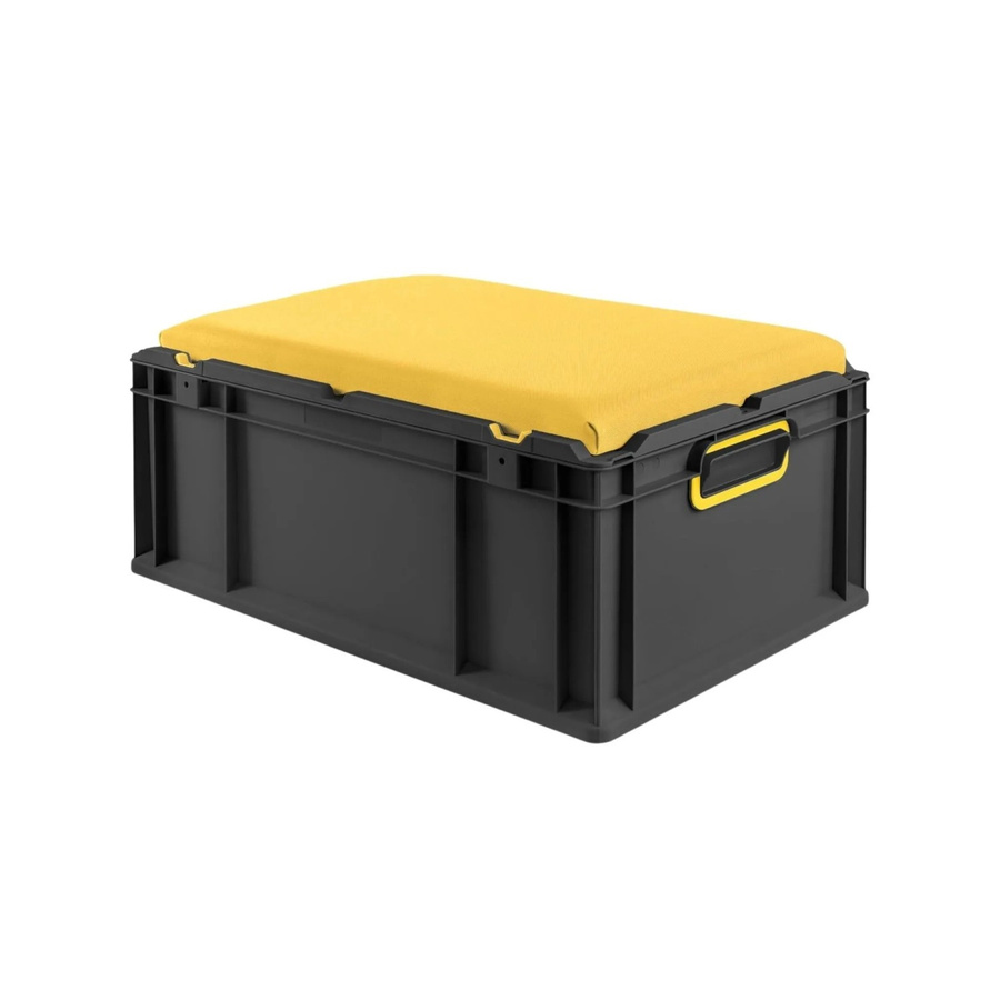 PROREGAL Eurobox Nextgen Seat Box Sitzbox Gelb Schwarz, H x B x T: 26,5 x 40 x 60 cm, 44 Liter - Bild 2