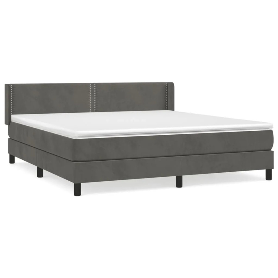 vidaXL Boxspringbett mit Matratze in Grau aus Samt, Hybridbett mit Taschenfederkern, B/T/H: 160 x 200 x 78 cm - Bild 2