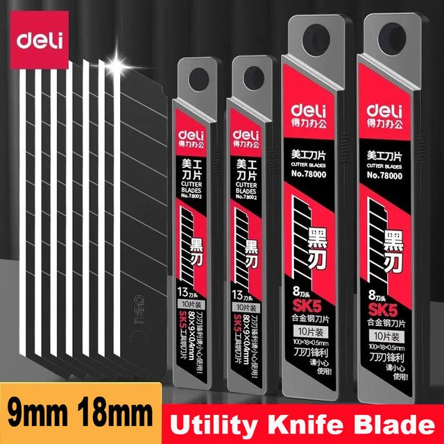 Deli SK5 Metall-Universalmesser-Klingen aus Carbonstahl in Silber für Kunst, Handwerk und Büro, 9mm und 18mm Austauschbar - Bild 1