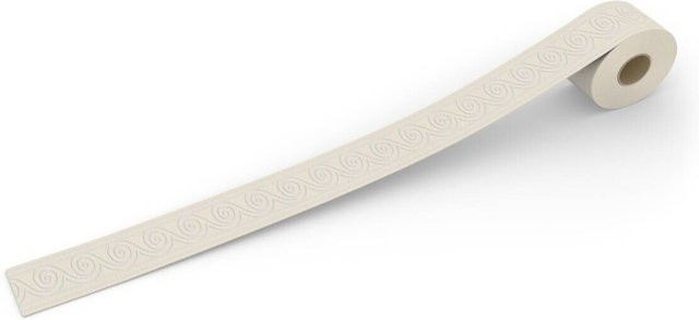 A.S. Création Selbstklebende Borte mit modernem Grafikmuster in Weiß-Metallic, Breite: 8 cm, Länge: 500 cm - Bild 1