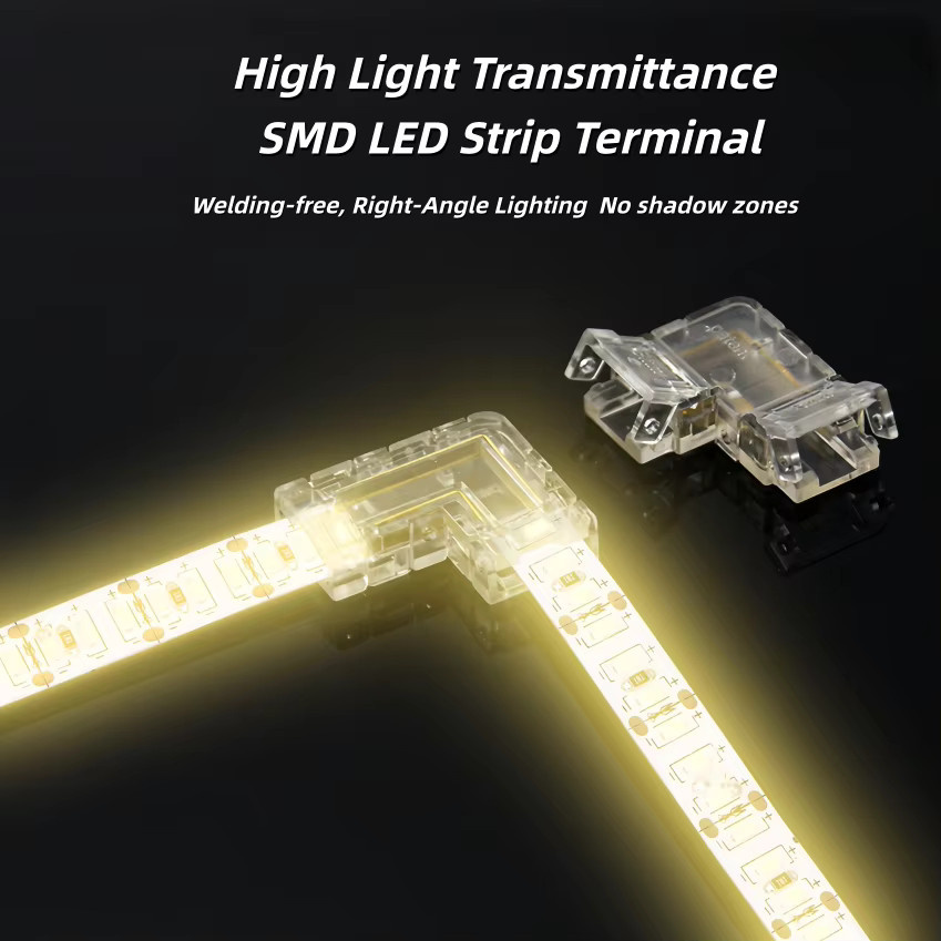 QHJIA SMD-LED-Kristallverbinder lötfreier Schnellanschlussklemmenblock für 5/8/10 mm LED-Streifen in transparent - Bild 3