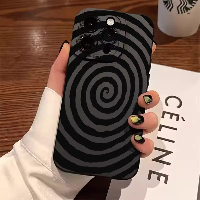 Stoßfeste Silikon-Handyhülle mit Swirl Circle Pattern für iPhone Modelle in Schwarz - Bild 2