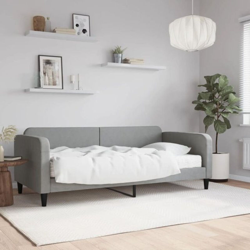 vidaxl Polsterbett Tagesbett mit Matratze aus Stoff und Metall in Grau, B/T/H: 190 x 90 cm - Bild 1
