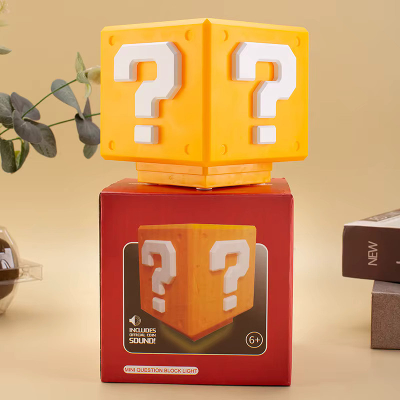 Bandai Fragezeichen-Nachtlicht, wiederaufladbar, Drucksteuerung, warmes Licht mit Spielsoundeffekt, gelb - Bild 2