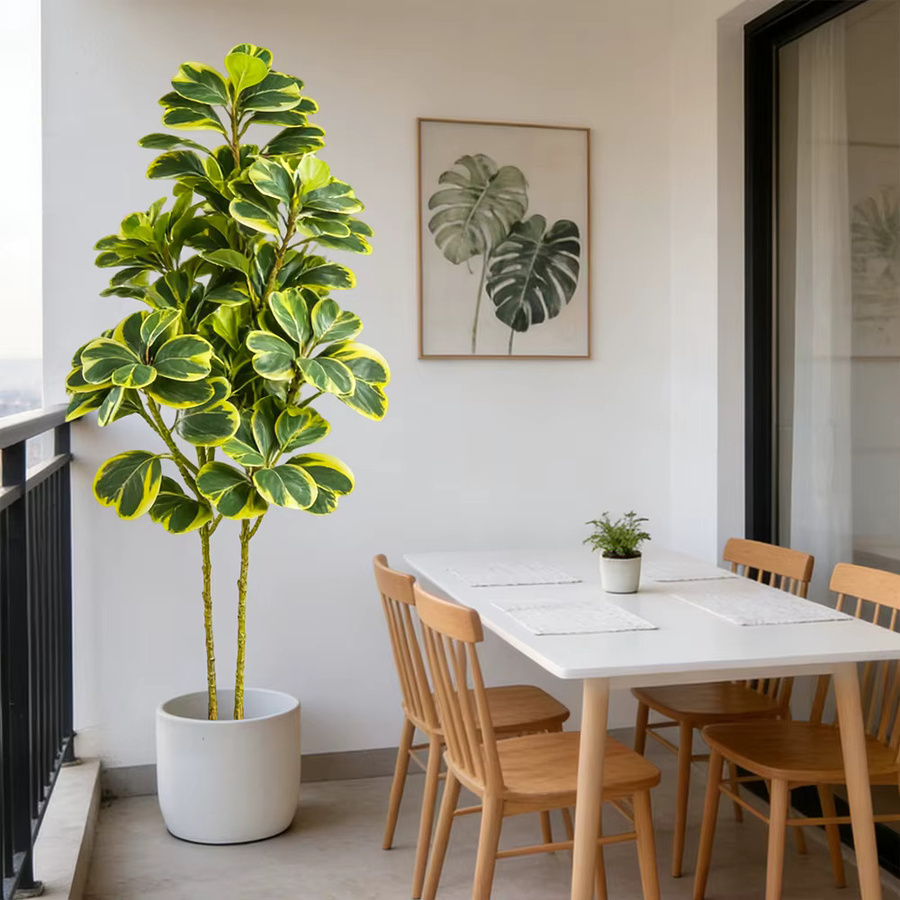 Künstlicher Ficus-Baum von Kmitang in Grün, Hohe tropische Banyan-Pflanze aus Kunststoff für Heim, Boden, Party und Hochzeitsdekoration, Höhe: 76-115 cm - Bild 3