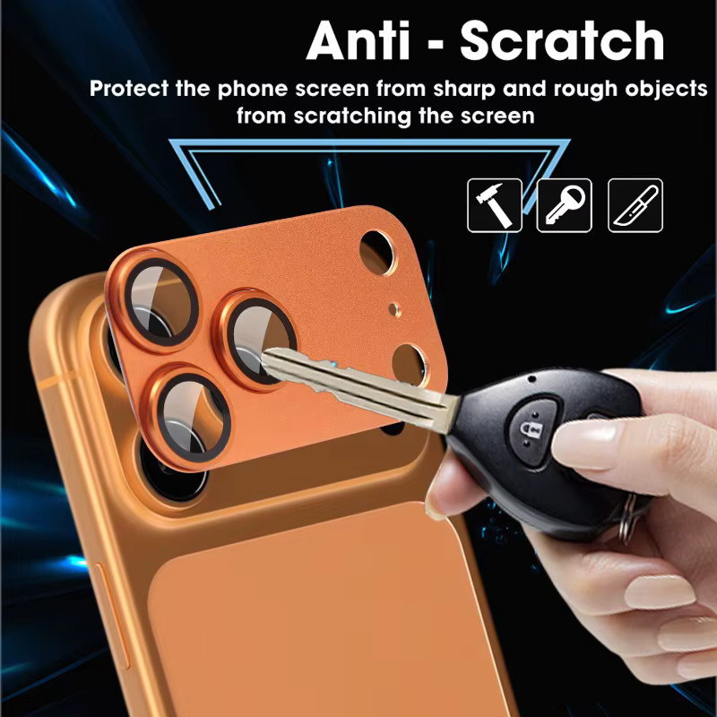 Kameraobjektivschutz aus Aluminiumlegierung und gehärtetem Glas für iPhone 17 Pro Max in Orange - Bild 3
