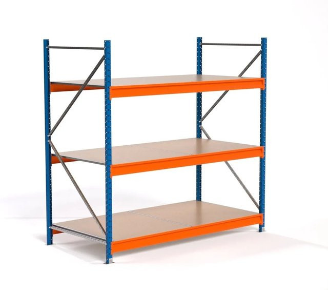 PROREGAL Industrie Weitspannregal MAXIMUS PRO Lagerregal mit 3 Spanplatten-Fachböden, Blau/Orange, H x B x T: 200 x 200 x 100 cm - Bild 1