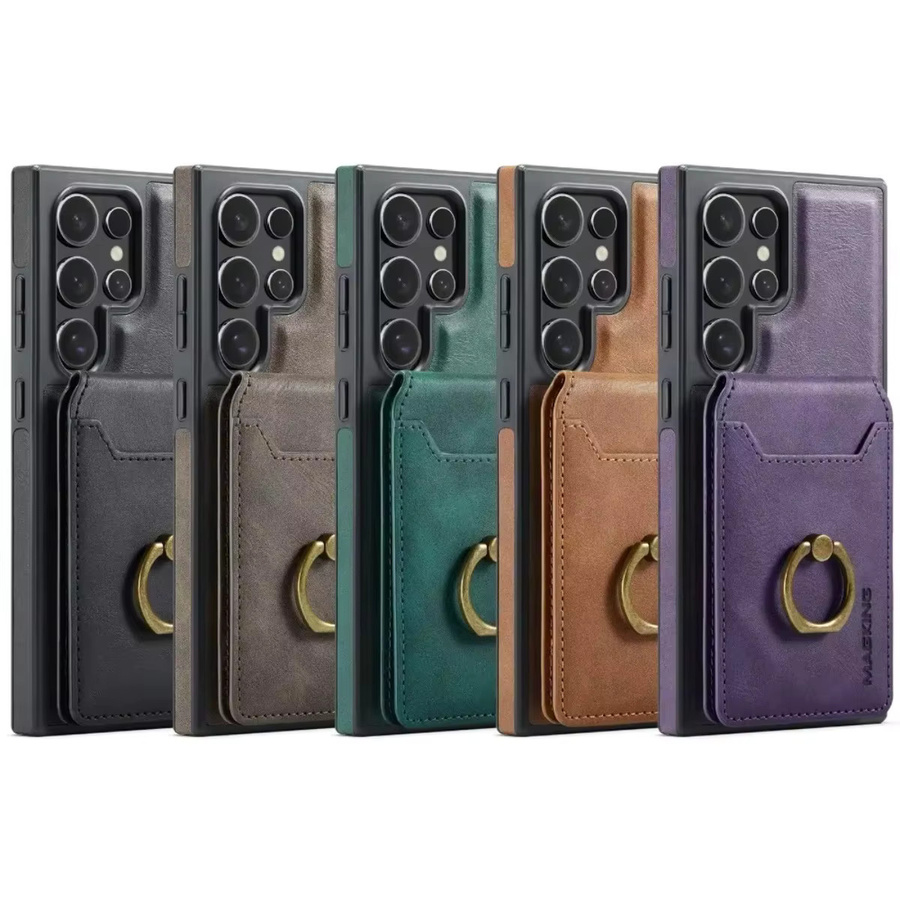 Magnetische 2-in-1 Leder-Brieftasche mit Kartenhalterring für Samsung Galaxy S24 Plus, S25 Edge und S23 Ultra in Grün oder Braun - Bild 5