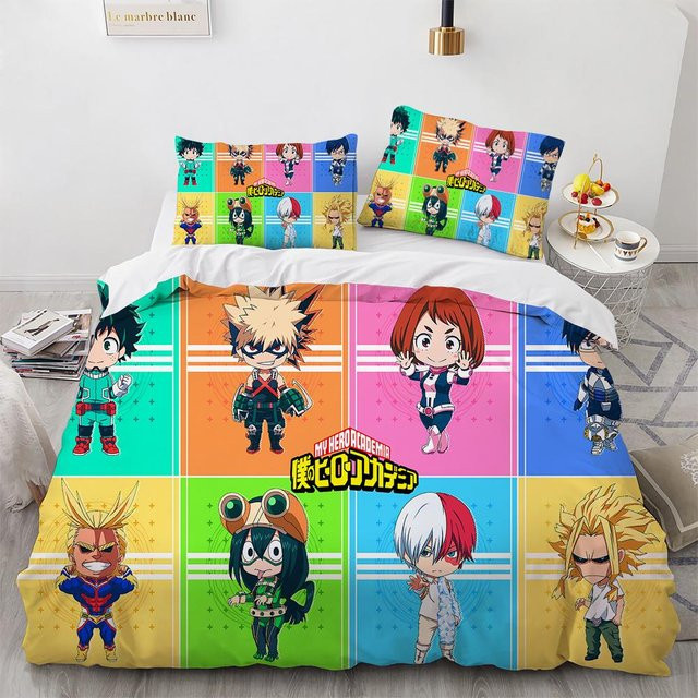 My Hero Academia Bettwäsche-Set aus Polyester mit 3D-Anime-Print, Mehrfarbig, B/H: 200 x 200 cm - Bild 1