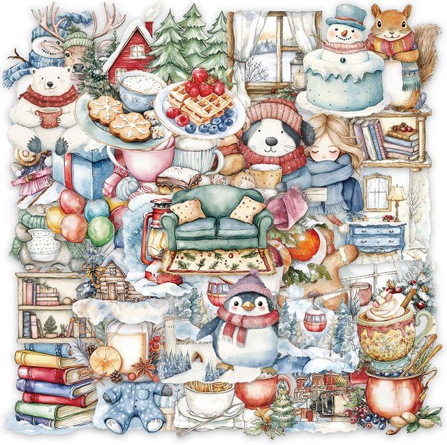 Kpustyle Winter Schnee Szene Graffiti Aufkleber, Transparent, Multicolor, 10 Stück - Bild 1