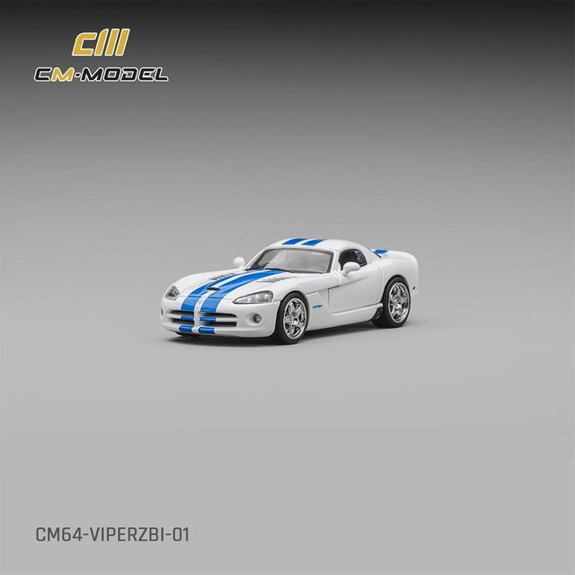 Linyi toy car Viper Zbi V10 Modell Muscle Supercar, 1:64, Steinweiß mit blauen Rennstreifen, ab 14 Jahren - Bild 1