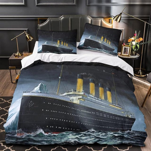Bettwäsche Set Titanic Schiff Ozean mit Bettbezug und Kissenbezug in Blau, B/H: 135 x 200 cm - Bild 1