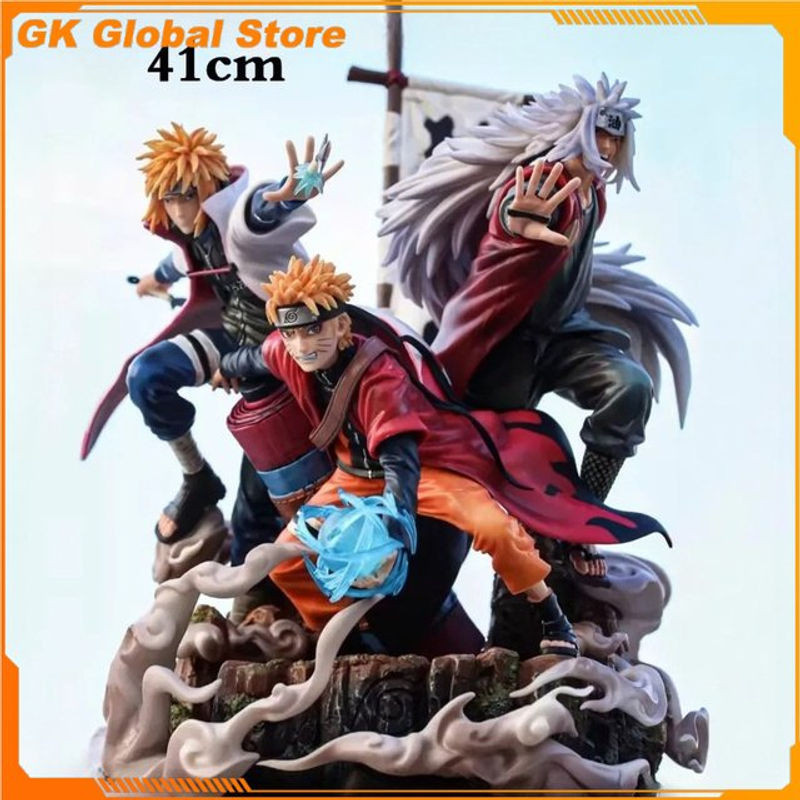Bandai Naruto Anime Figur Uzumaki Naruto Jiraiya Namikaze Minato Statue aus PVC in Multicolor, Höhe: 40 cm - Bild 1