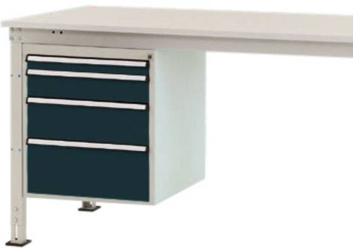 Manuflex Gehäuse-Unterbau Stationär ZB4764.7016 in Anthrazit und Weiß mit 4 abschließbaren Schubfächern, Nutzhöhe: 500 mm, für Tischtiefe: 1200 mm - Bild 1