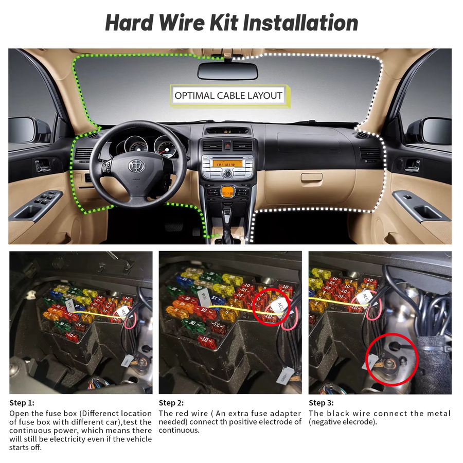 DDPAI Dashcam Hardwire Kit für 24-Stunden-Parkmonitor in Schwarz, kompatibel mit Z60, Z60 Pro, MINI2X, Z50 Pro und A400 - Bild 2
