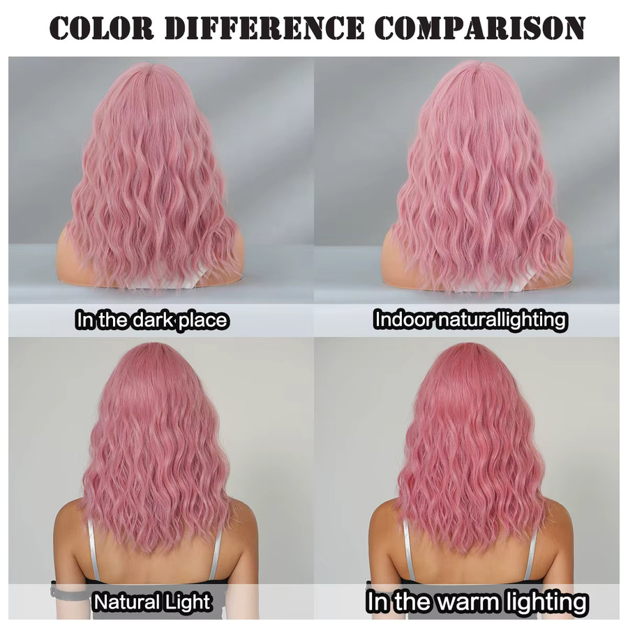 7JHH WIGS Wasserwellen-Perücke, Pink, Damen, Synthetisch - Bild 3