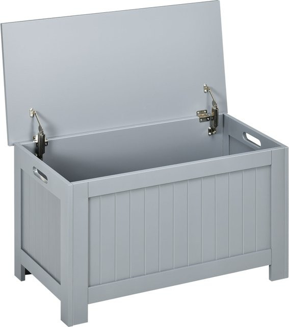 HOMCOM Aufbewahrungsbox Truhe in Grau mit Griffen für Garten und Terrasse, B/T/H: 81 x 40 x 46 cm - Bild 1