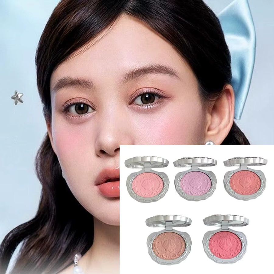 Flower Knows Pearl Shell Shape Velvet Embossed Blush, 01, Matt, Puder - Bild 4