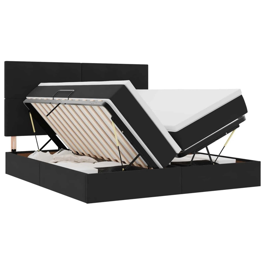 vidaXL Bett mit LED-Lichtleisten aus Samt in Schwarz mit Lift-up-Basis, B/T: 180 x 200 cm - Bild 2